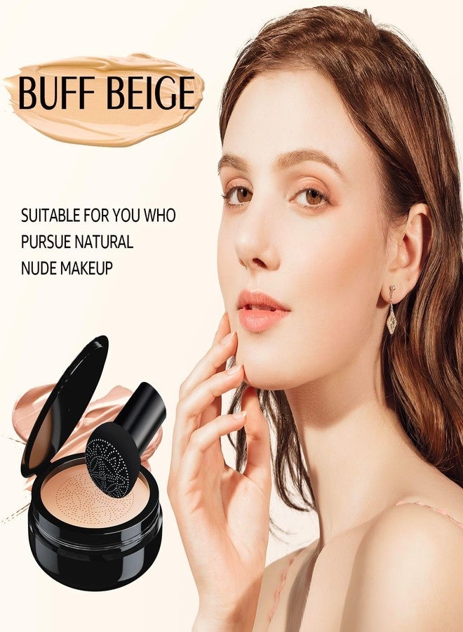 OETUIOW Mushroom Head Air Cushion CC Cream - New Upgraded BB Cream Face Makeup Foundation for Mature Skin Moisturizing Concealer Brighten Long-Lasting, Gold Packaging ((Buff Beige, 3.21 Ounce (Pack of 1)) - Image 2